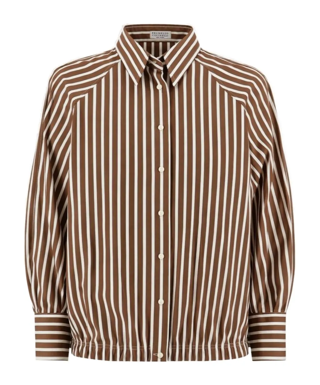 Brunello Cucinelli Striped Long-Sleeve Shirt