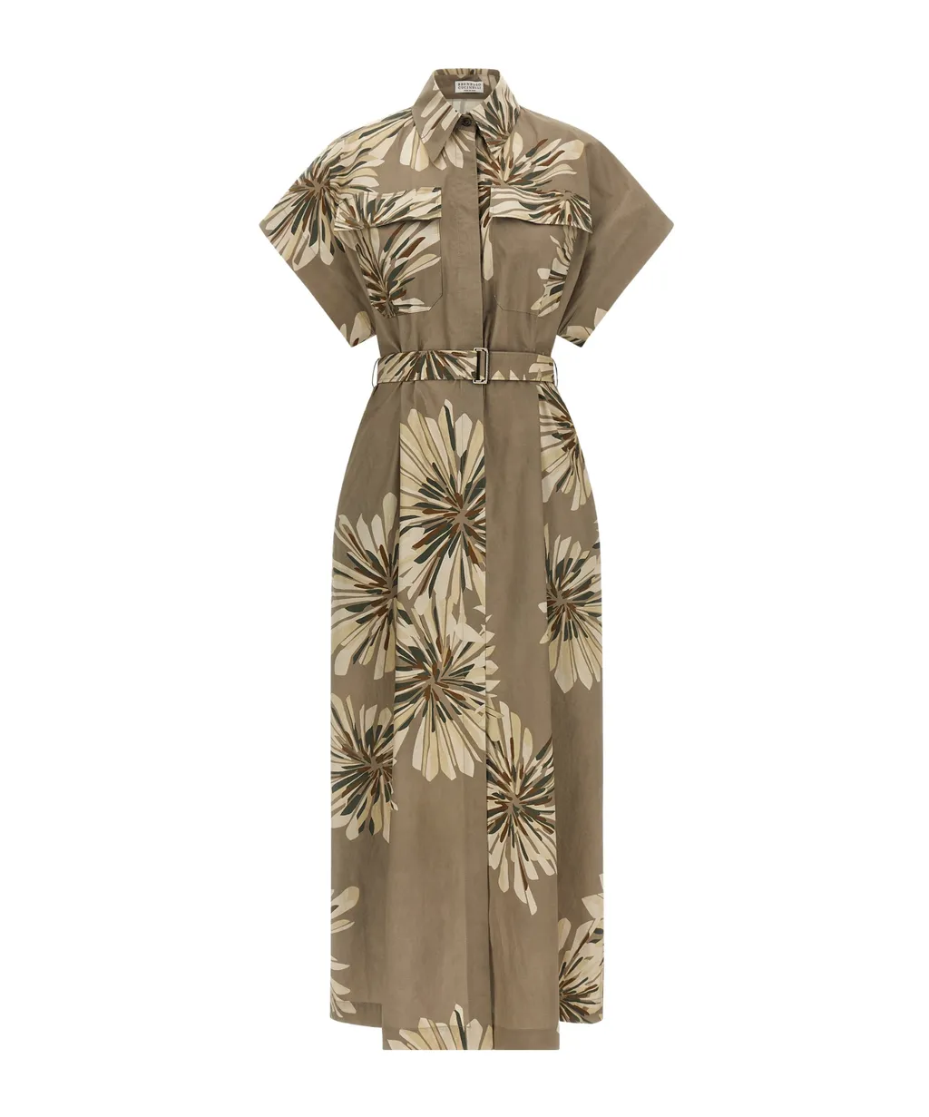 Brunello Cucinelli Printed Belted Dress