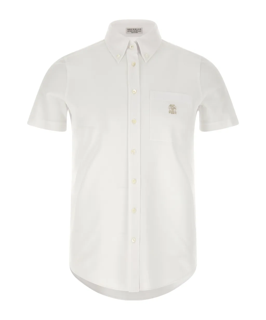 Brunello Cucinelli Logo Embroidered Shirt