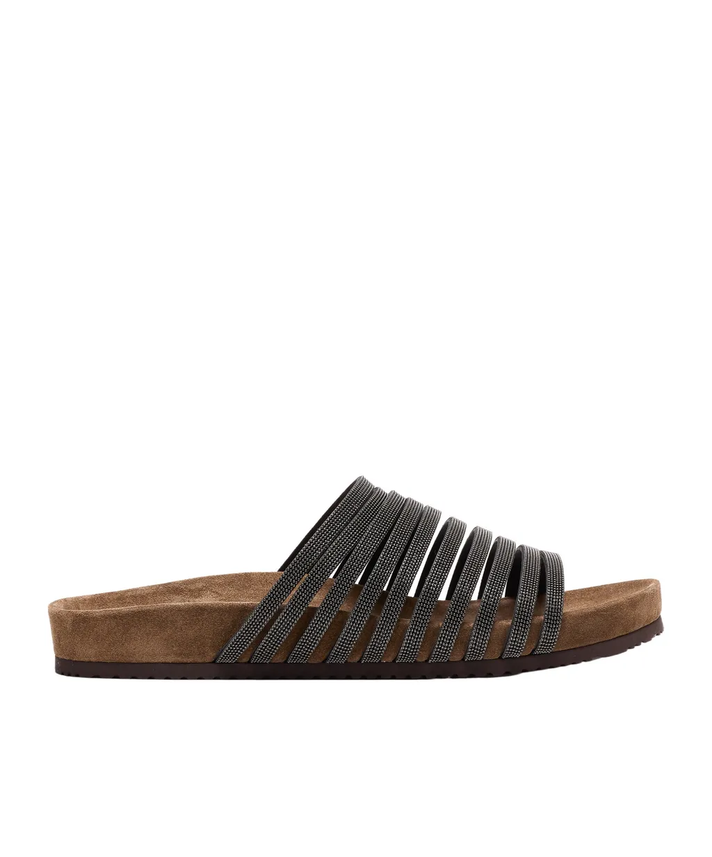 Brunello Cucinelli Strap Embellished Open Toe Sandals