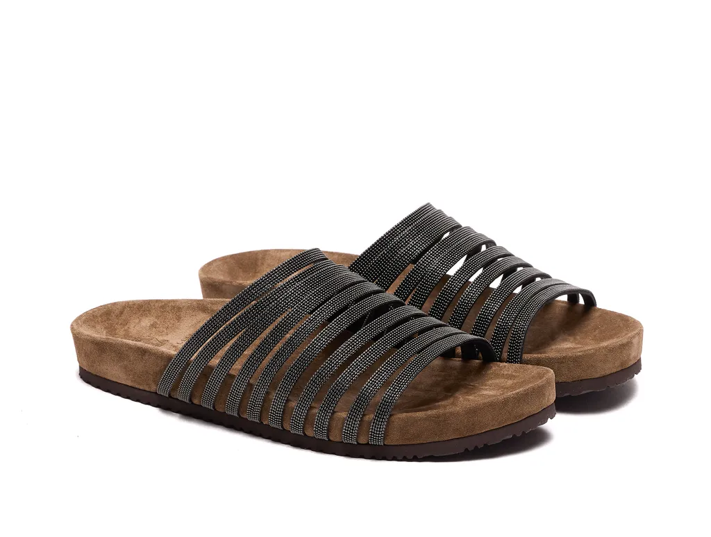 Brunello Cucinelli Strap Embellished Open Toe Sandals