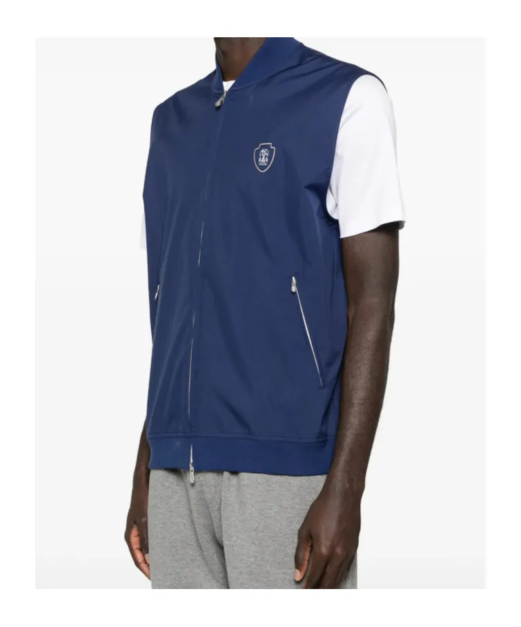 Brunello Cucinelli Logo Detailed Zipped Gilet
