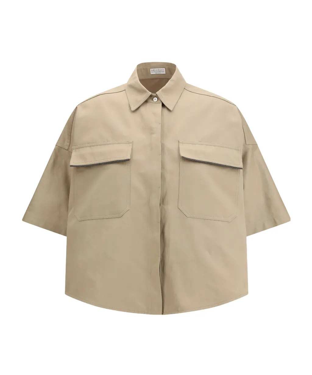 Brunello Cucinelli Collared Short-Sleeve Shirt