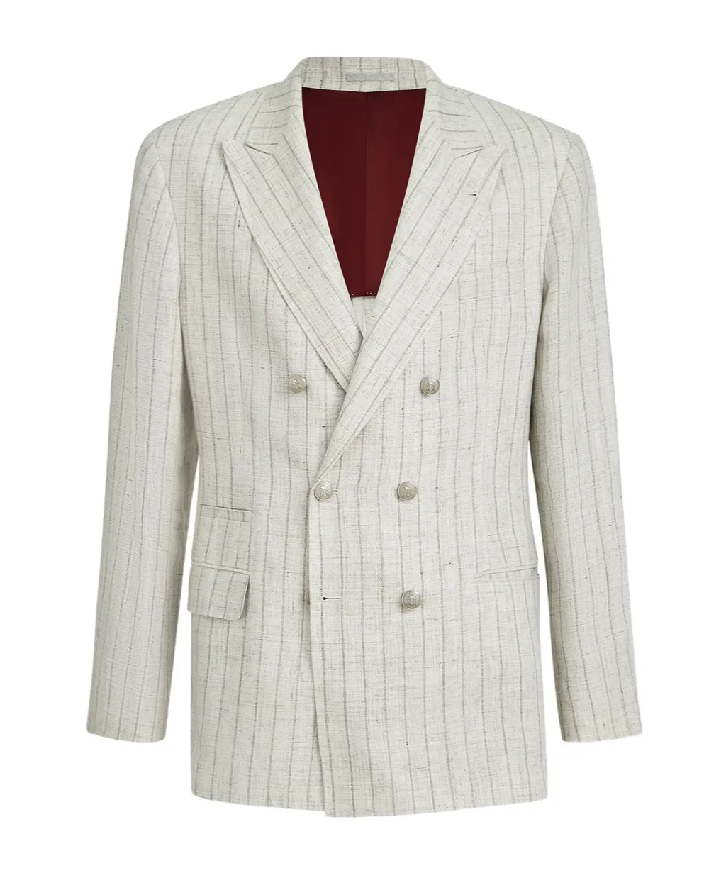 Stripe Metal-Button Blazer