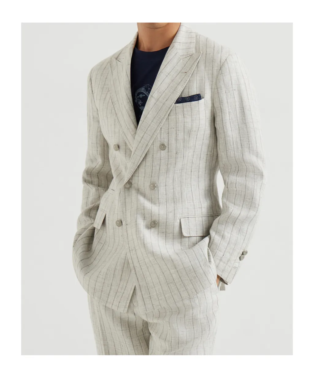 Stripe Metal-Button Blazer