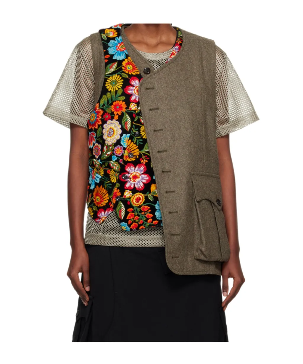 Floral Pattern Embroidery Vest