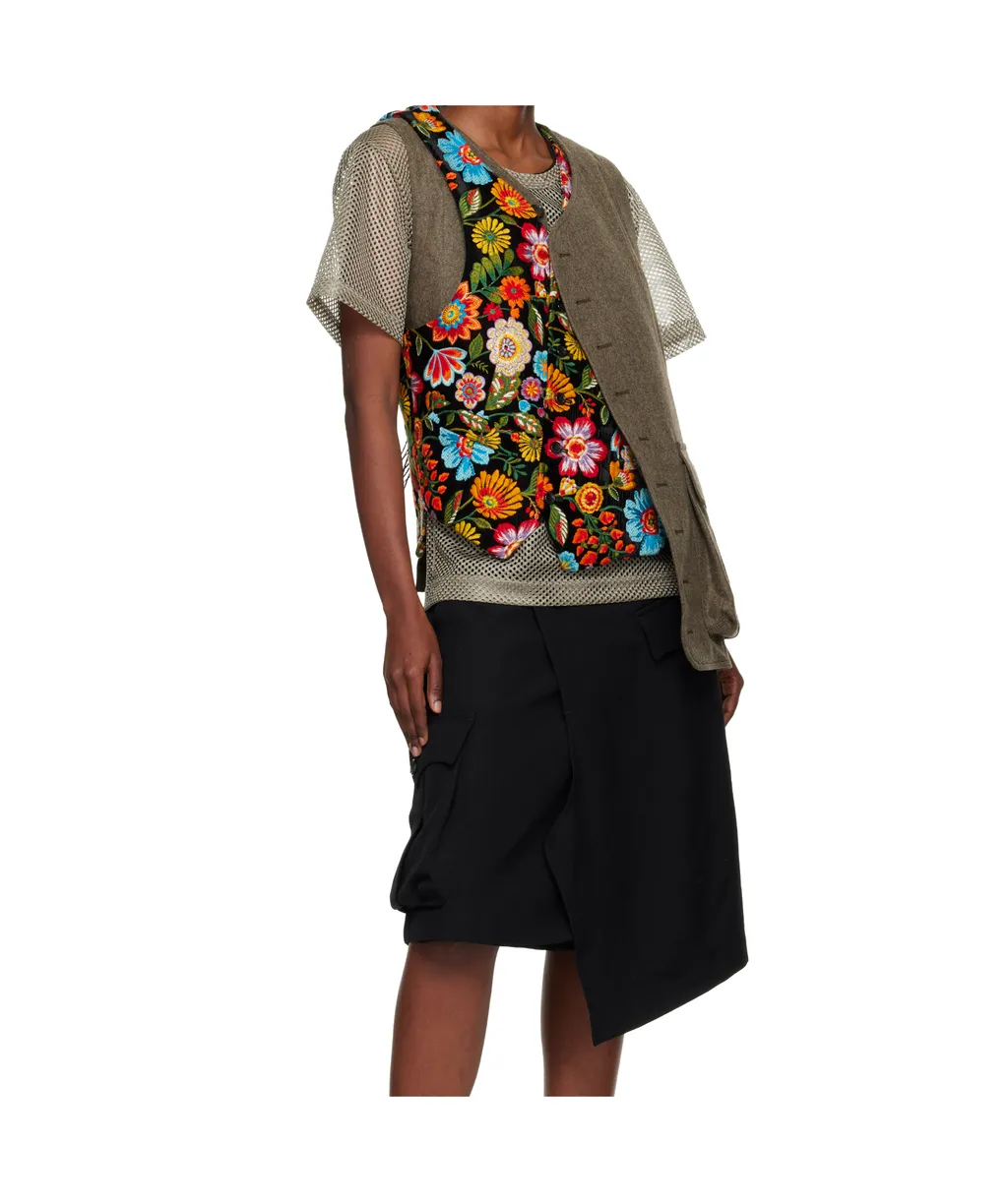 Floral Pattern Embroidery Vest