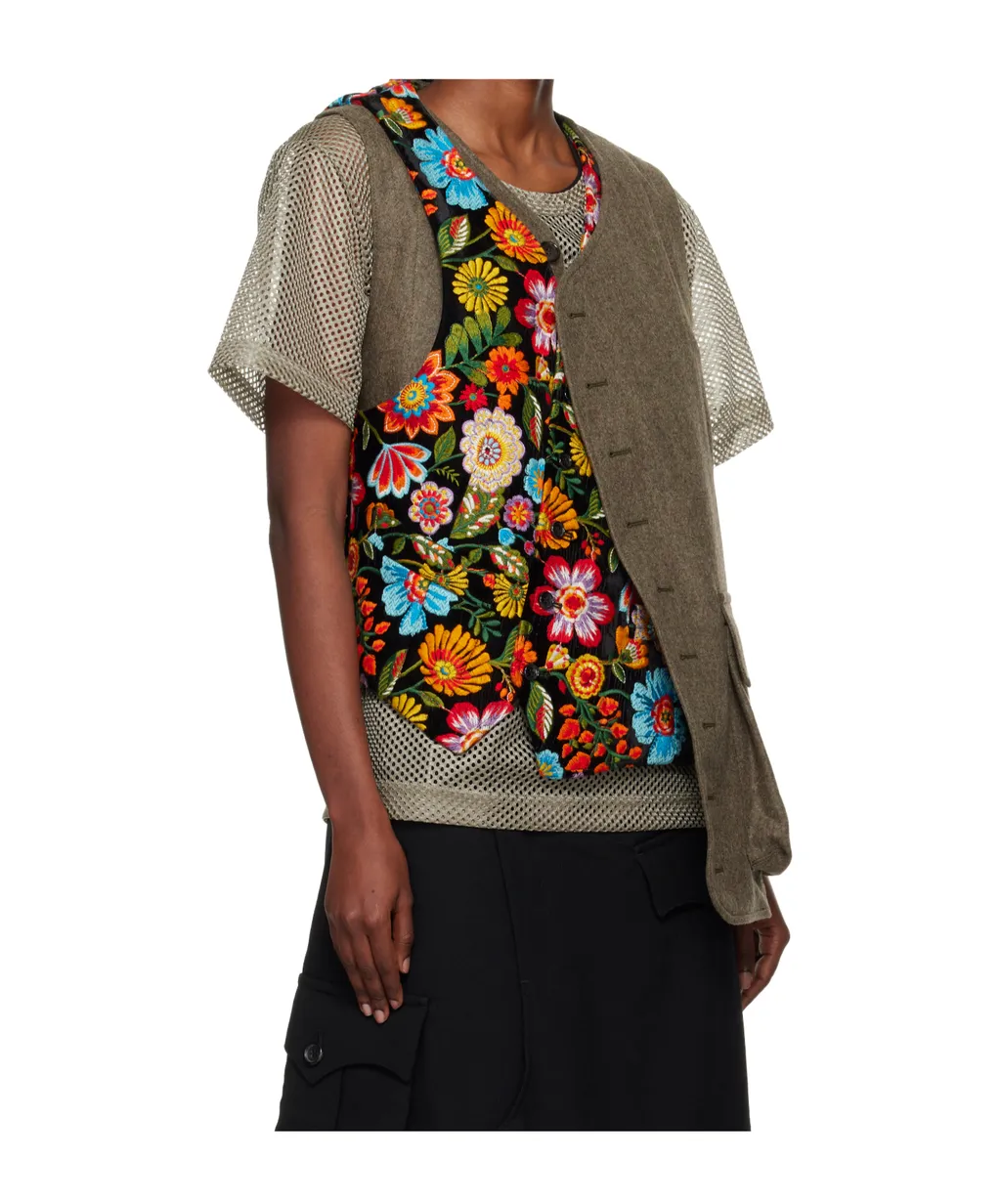 Floral Pattern Embroidery Vest