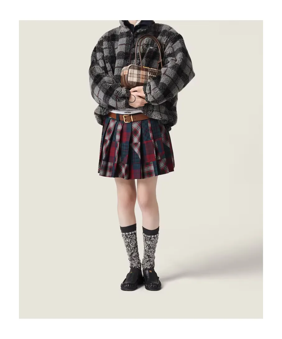 Pleated Plaid Patchwork Miniskirt