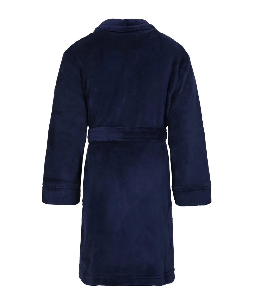 Blue Bathrobe For Boy With Logo