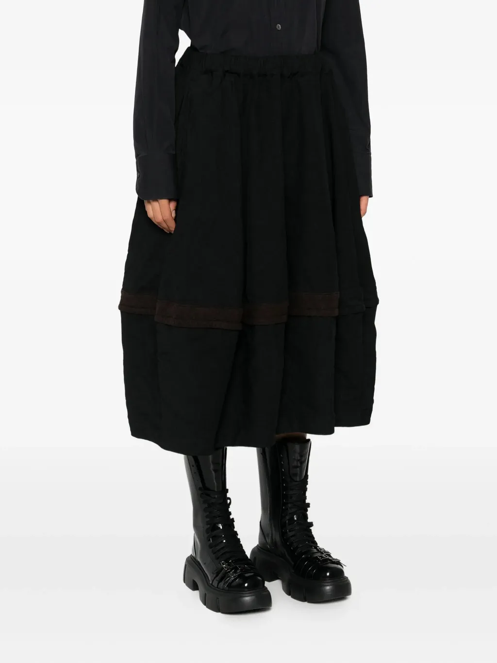 Elasticated-Wais Panelled Midi Skirt