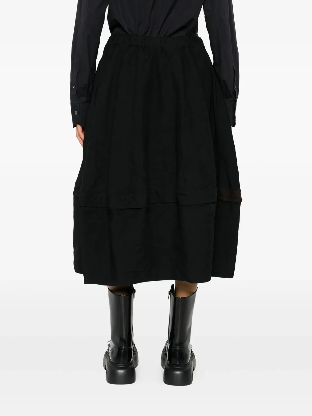 Elasticated-Wais Panelled Midi Skirt