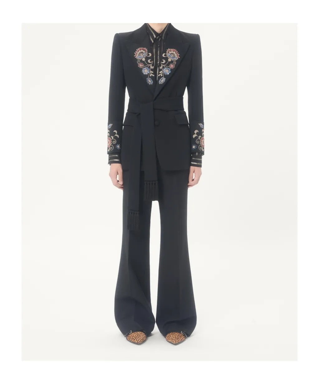 Embroidered Belt Jacket