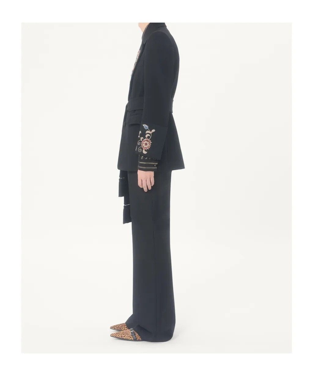 Embroidered Belt Jacket