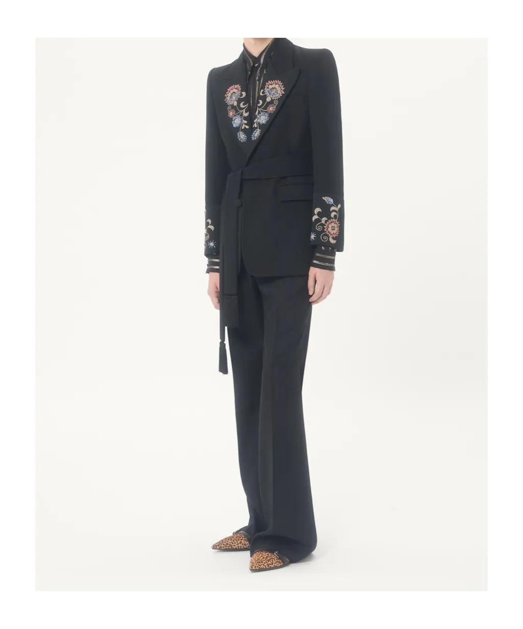 Embroidered Belt Jacket