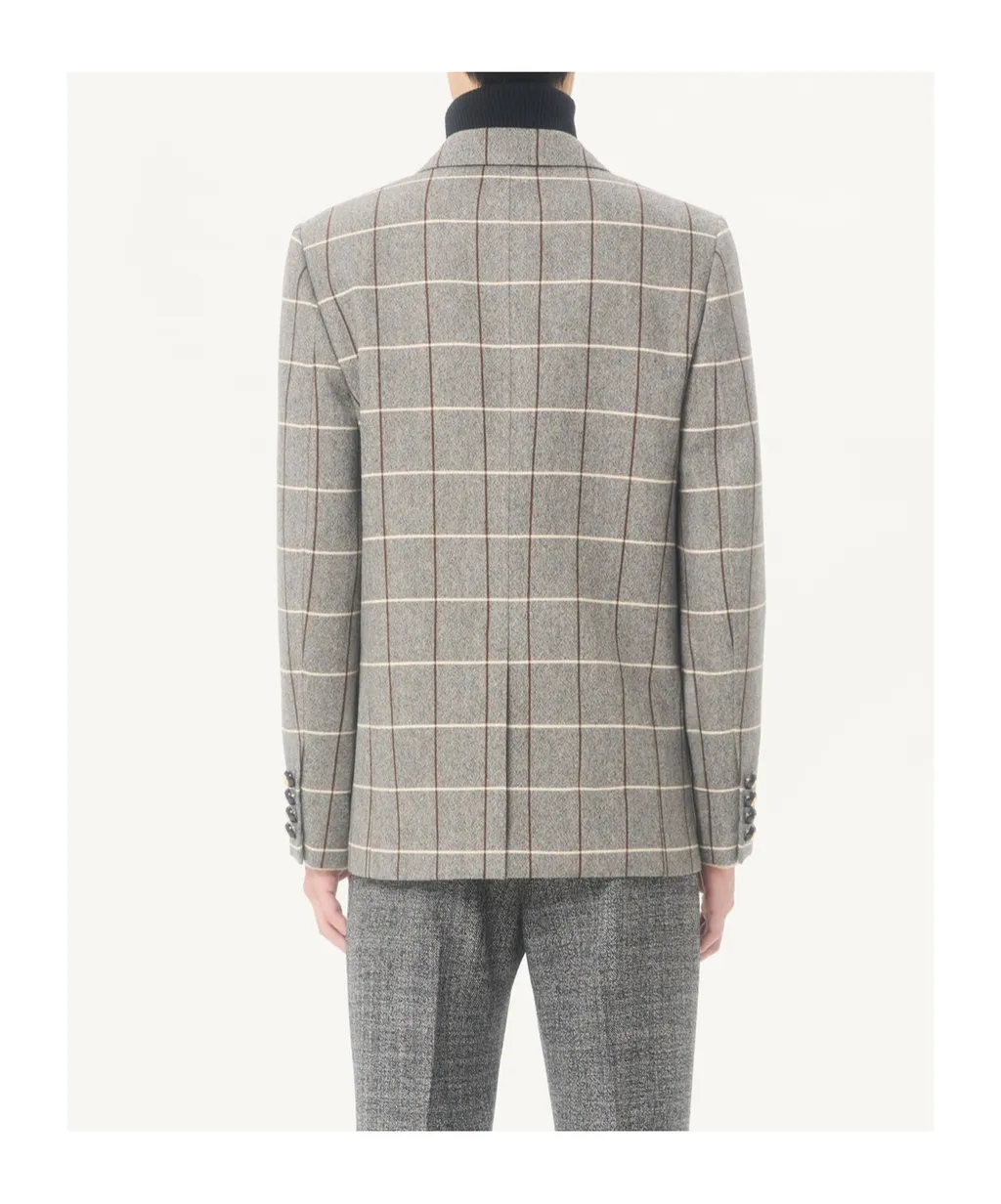 Valentino Double-Breasted Wool Jacket With Check Pattern