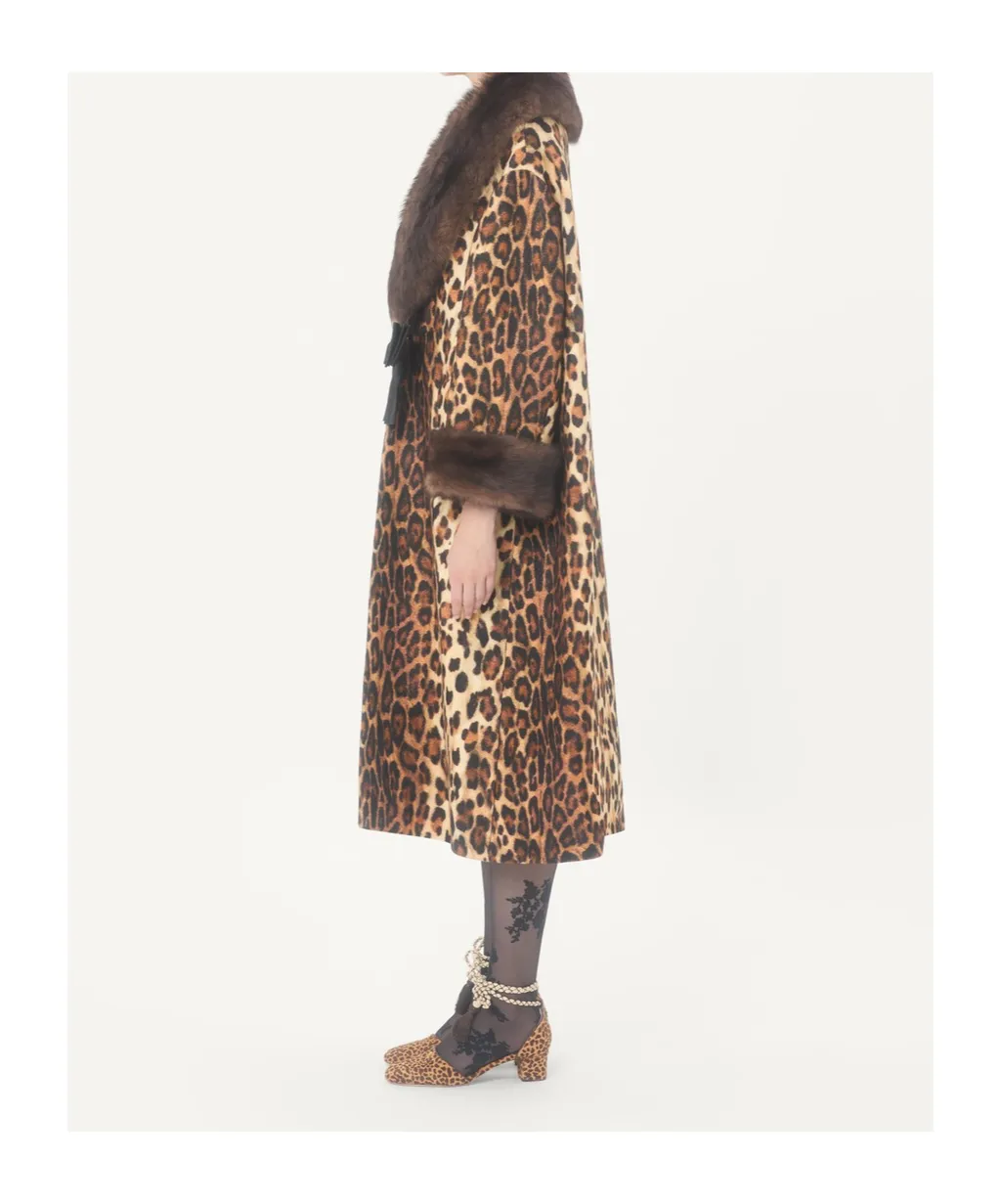 Valentino Fauve Eclat Spotted Cloth Coat