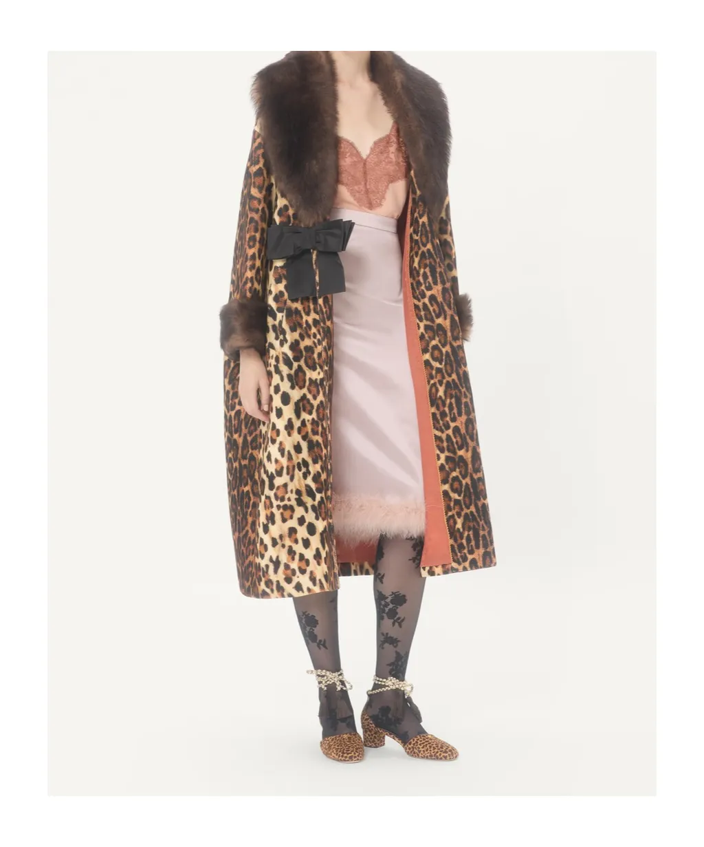 Valentino Fauve Eclat Spotted Cloth Coat