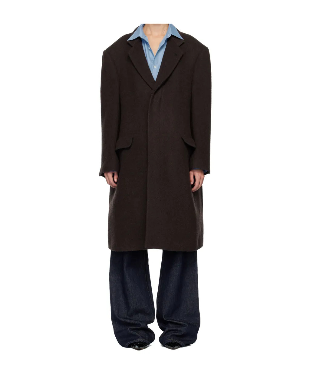 Drop-Shoulder Wool Coat