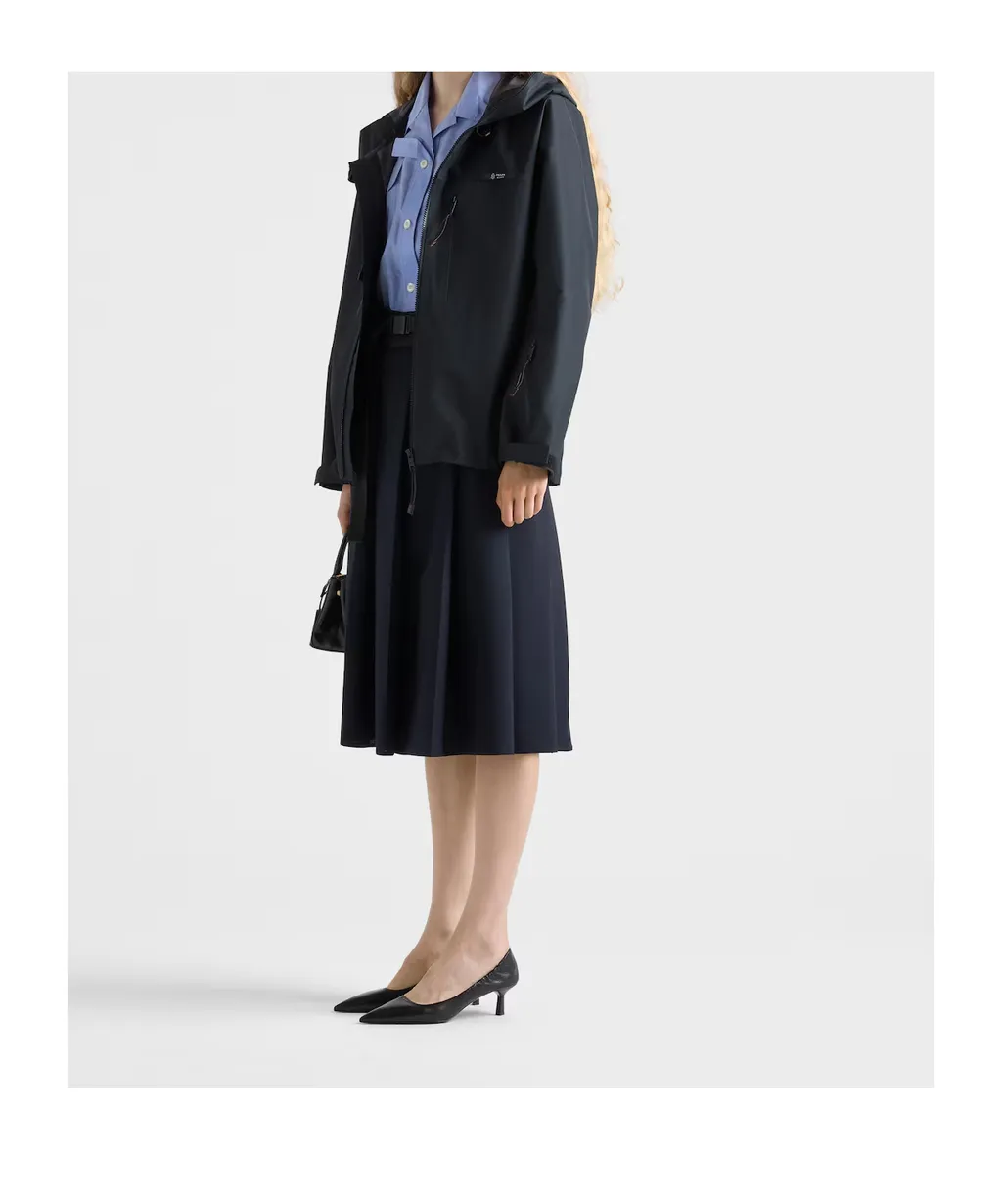 Prada Pleated Belted Midi Skirt