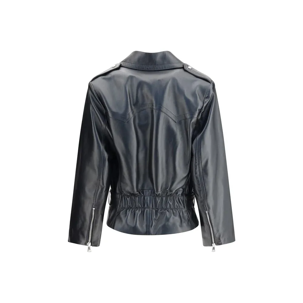 Long-Sleeved Leather Jacket