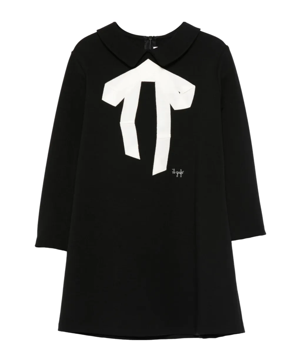 Il Gufo Bow-Detailed Long-Sleeved Dress