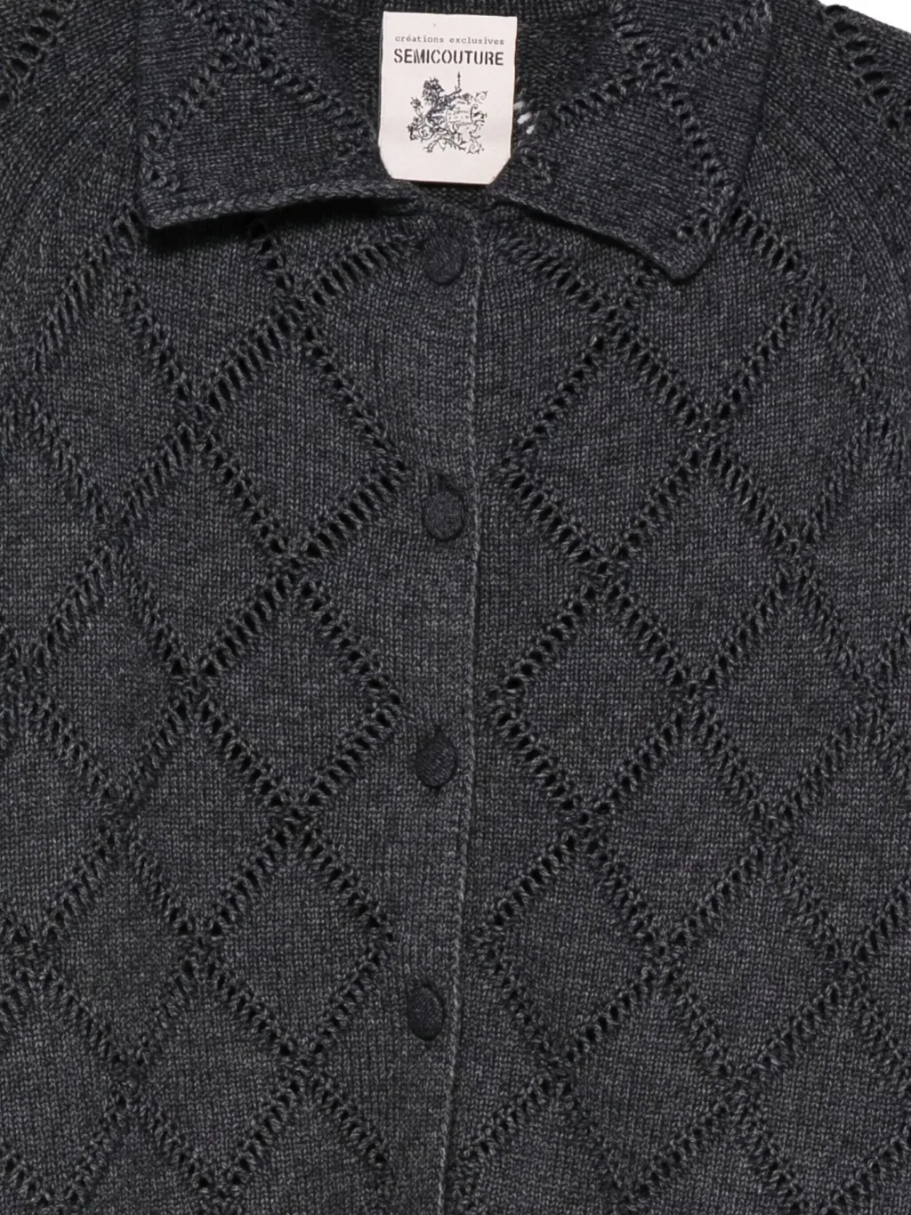 Openwork Collared Cardigan