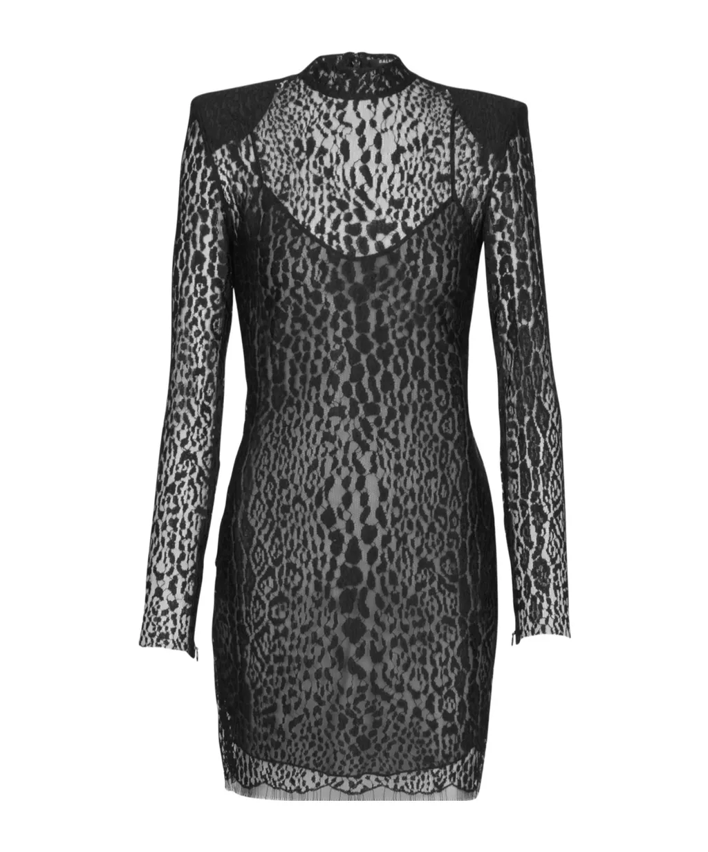 Leopard Pattern Lace Bodycon Dress