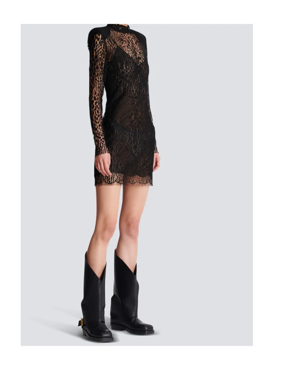Leopard Pattern Lace Bodycon Dress