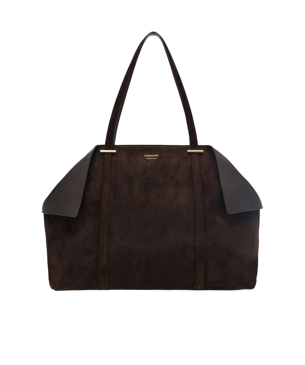 Ferragamo Large Folded-Sides Top Handle Bag
