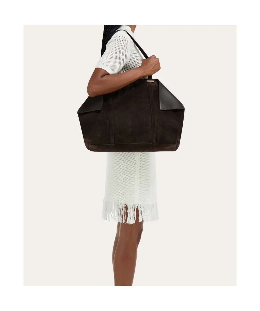 Ferragamo Large Folded-Sides Top Handle Bag