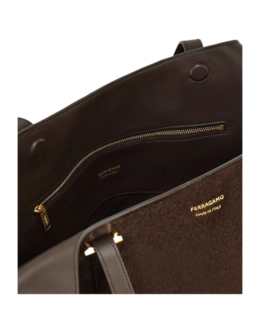 Ferragamo Large Folded-Sides Top Handle Bag