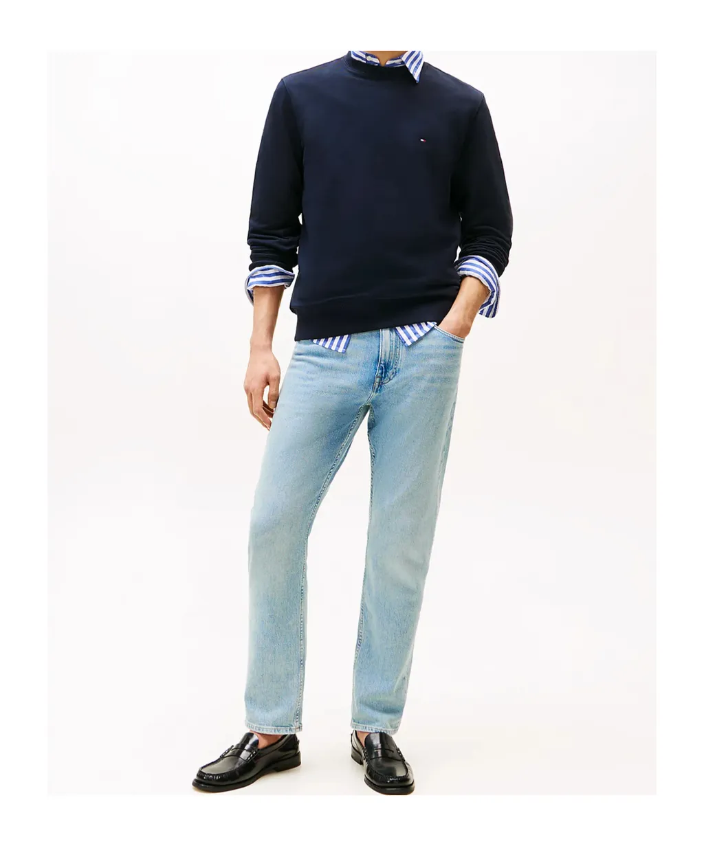 Flag Embroidery Terry Crew Neck Sweatshirt