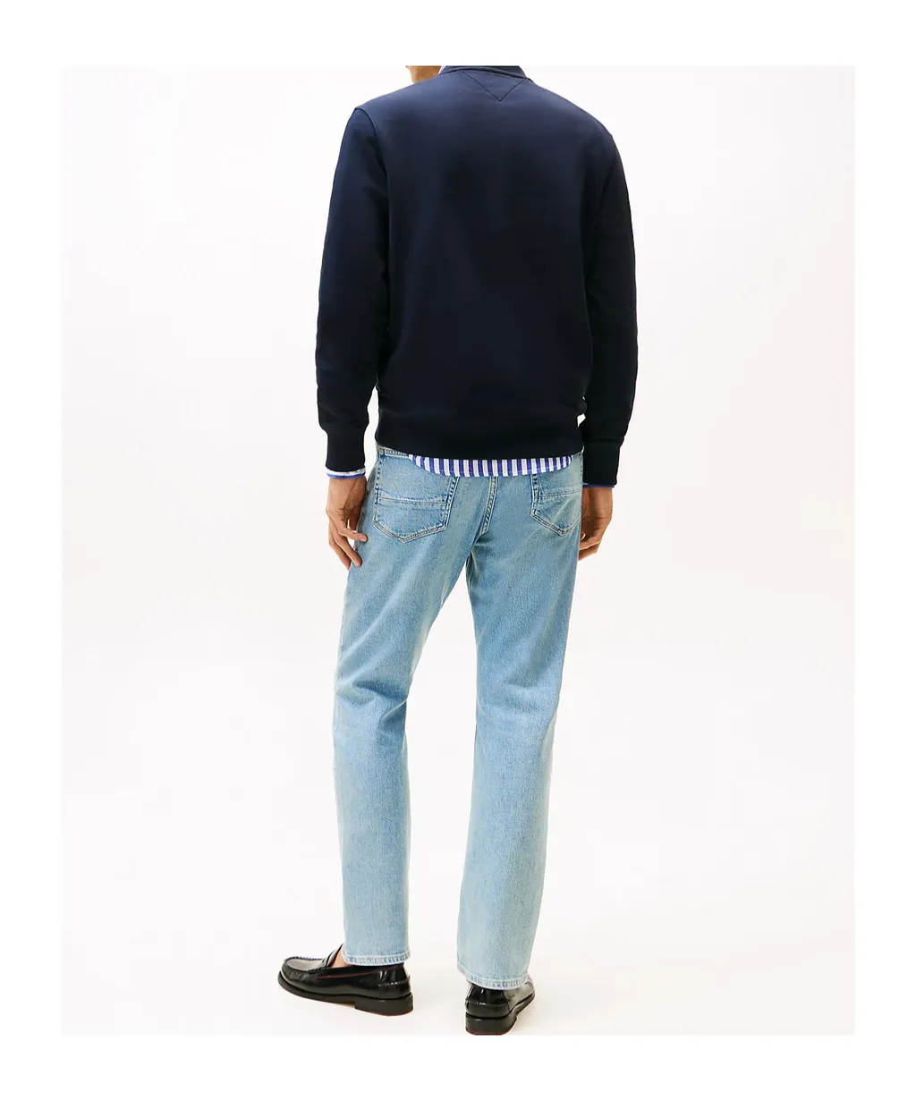 Flag Embroidery Terry Crew Neck Sweatshirt