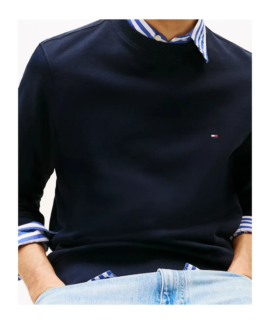 Flag Embroidery Terry Crew Neck Sweatshirt
