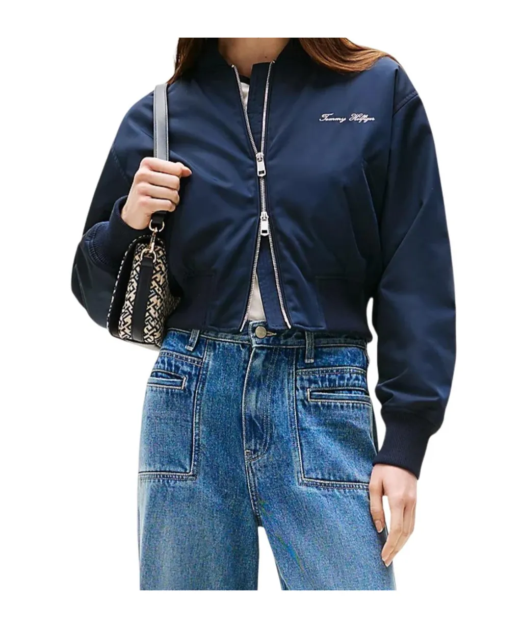 Water Repellent Relaxed Short Bomber Jacket
