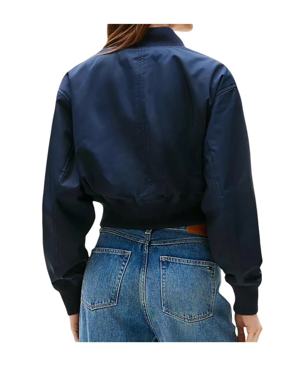Water Repellent Relaxed Short Bomber Jacket