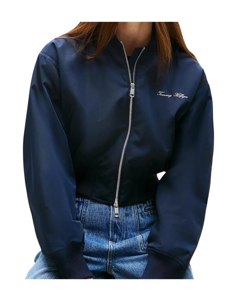 Water Repellent Relaxed Short Bomber Jacket