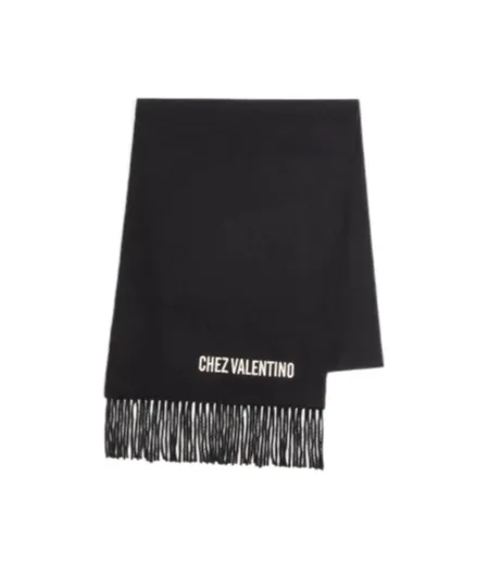 Chez Valentino-Embroidery Fringed Scarf