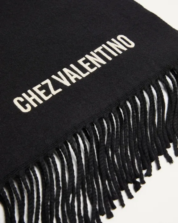 Chez Valentino-Embroidery Fringed Scarf