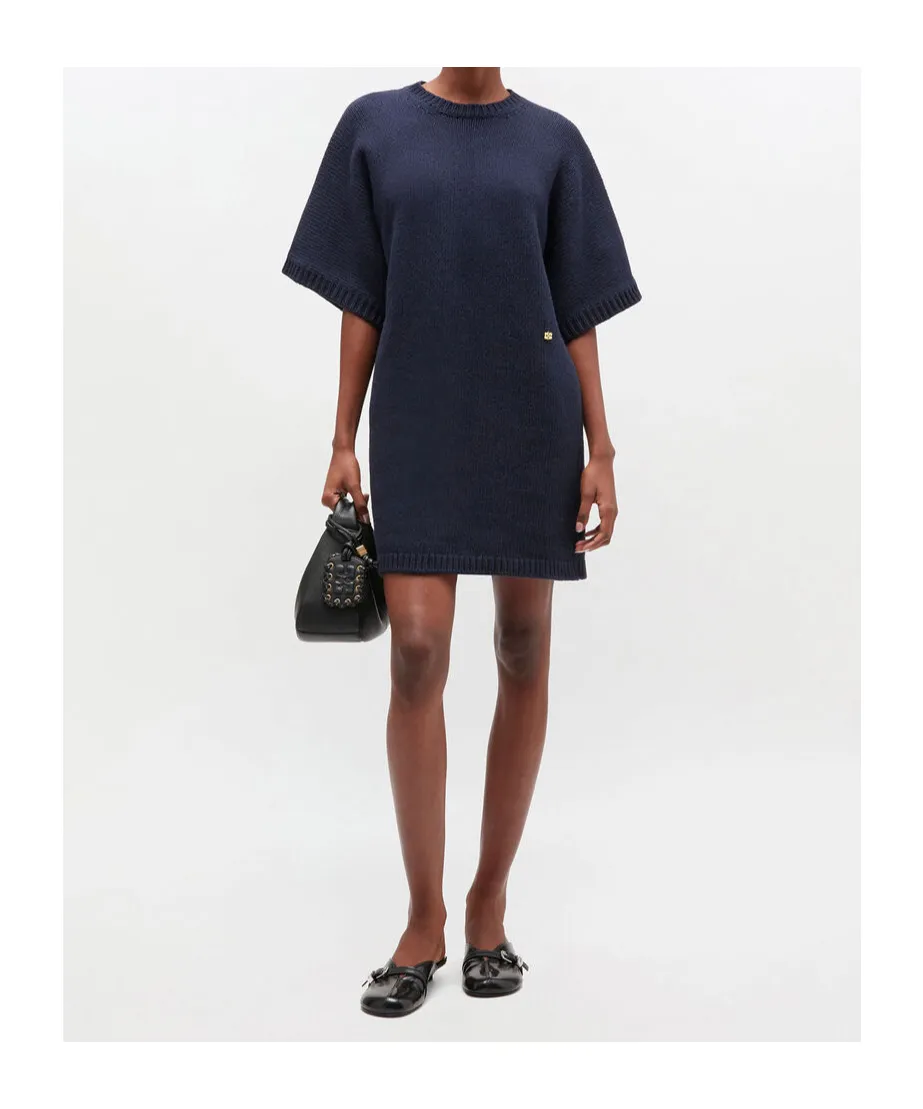 Dark Blue Wool Mix Dress