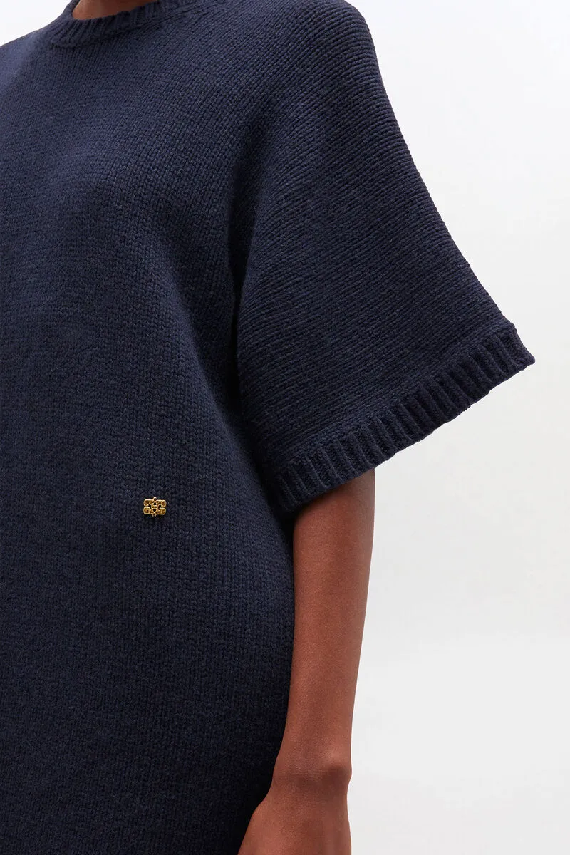 Dark Blue Wool Mix Dress