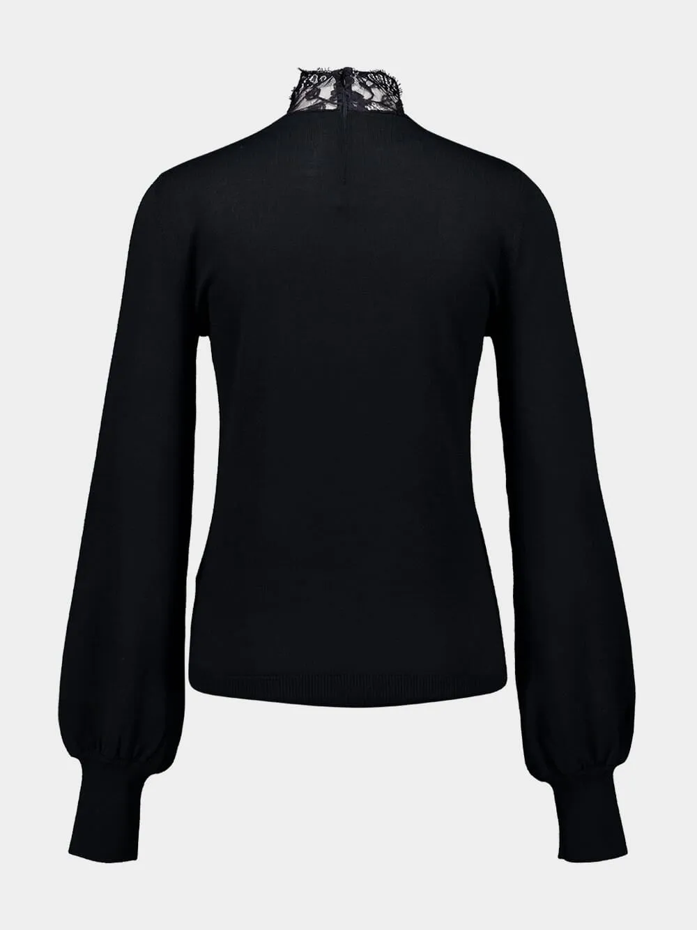 Valentino Lace Detailed Long-Sleeve Knit Sweater