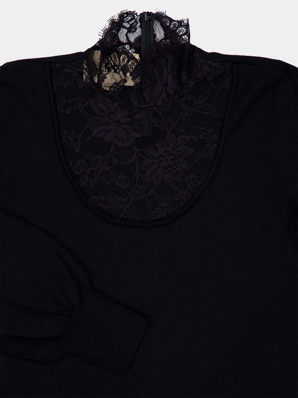 Valentino Lace Detailed Long-Sleeve Knit Sweater