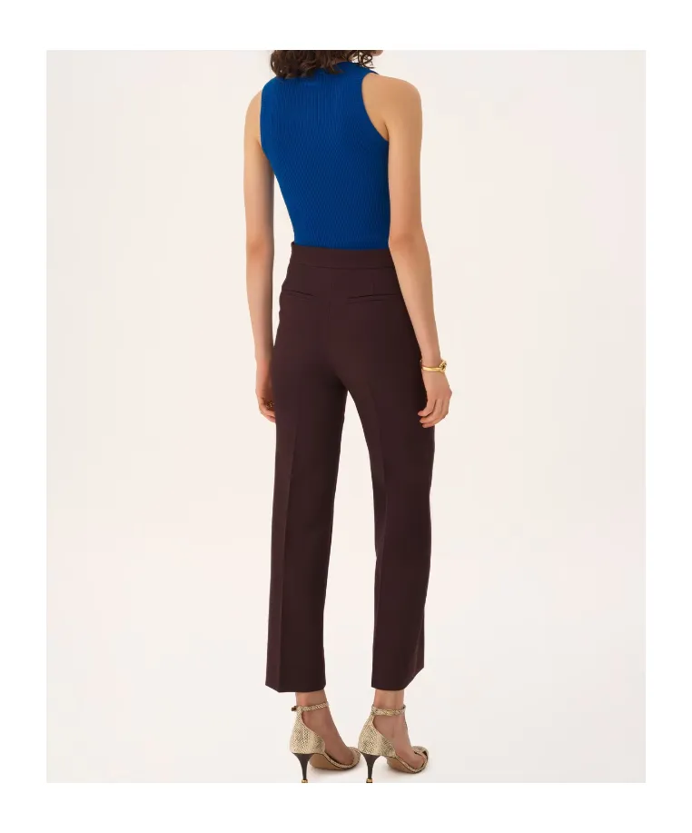 Straight Cropped Pants In Wool CrÊPe