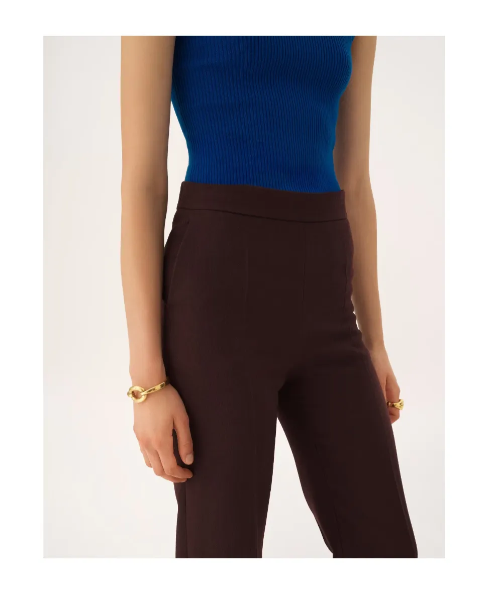 Straight Cropped Pants In Wool CrÊPe