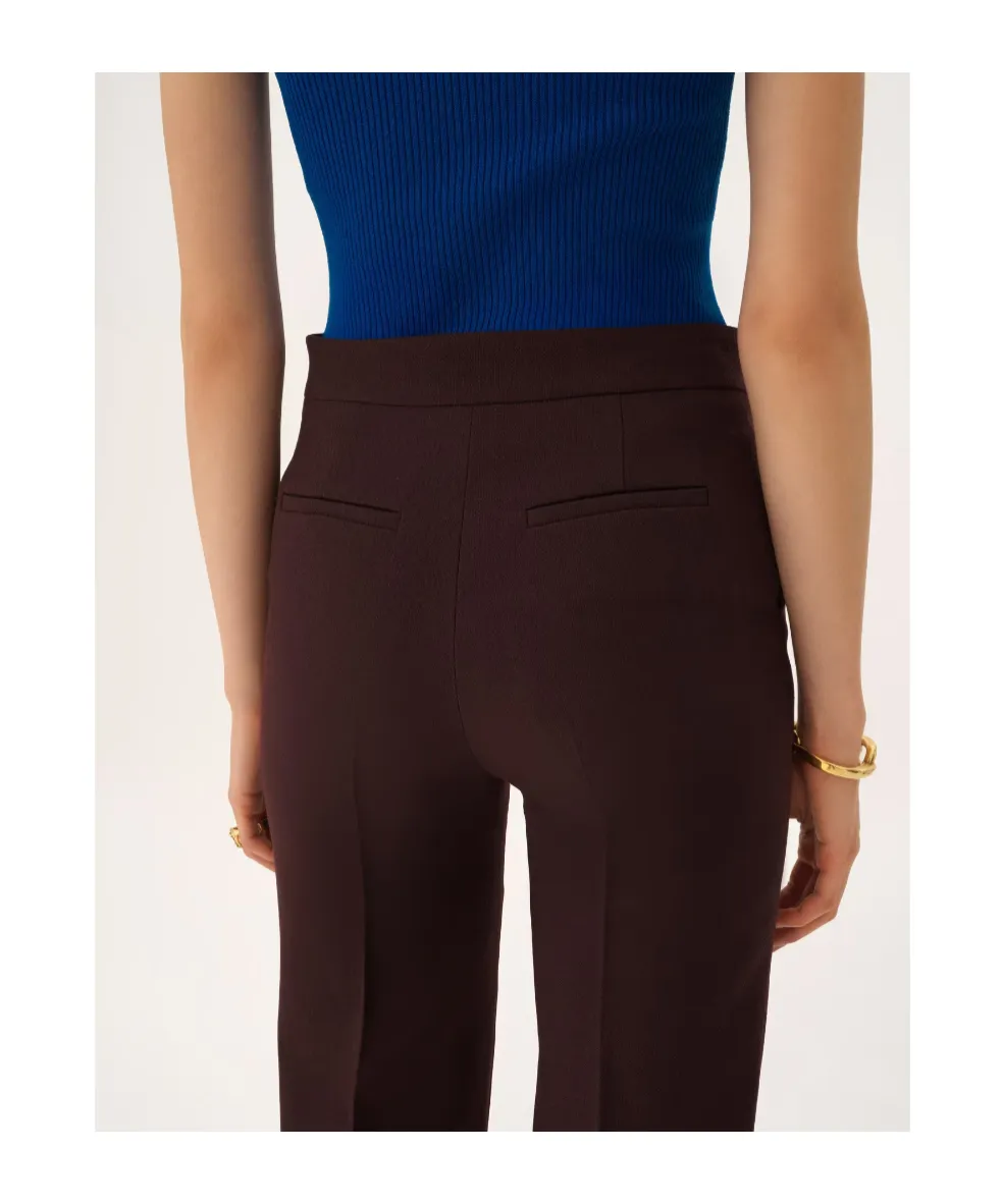 Straight Cropped Pants In Wool CrÊPe