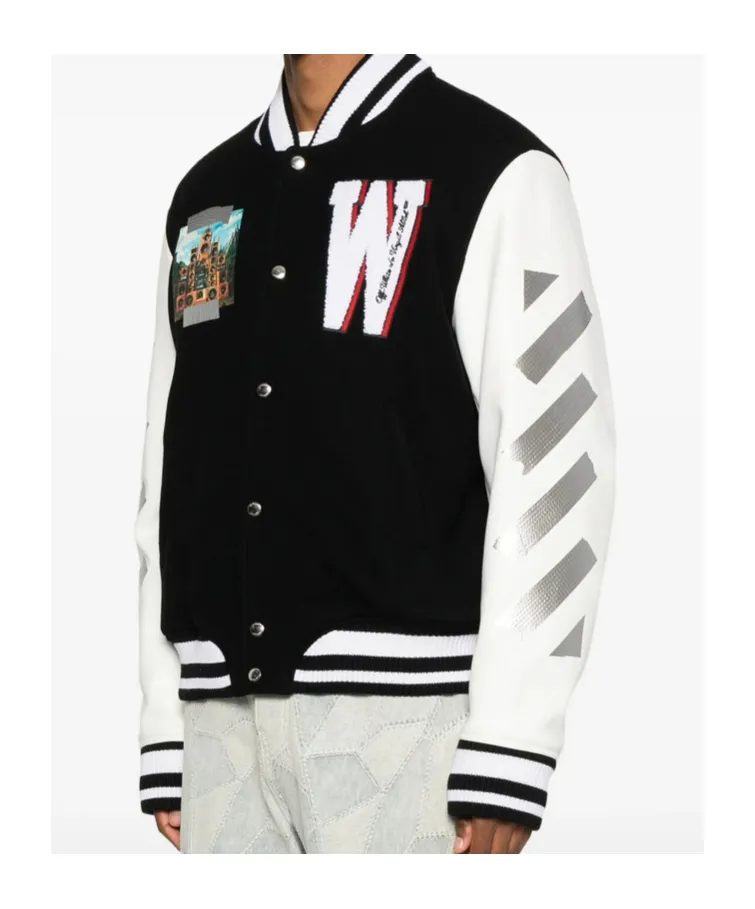 Appliqué Diag-Stripe Varsity Jacket
