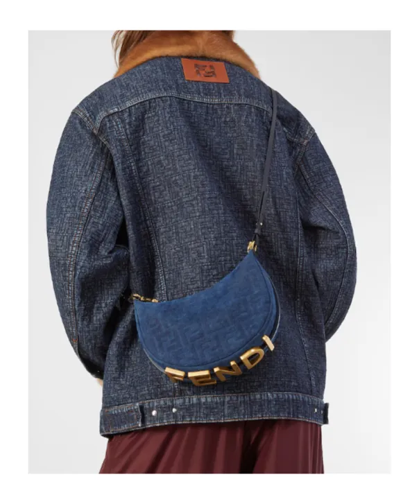 Fendigraphy Mini Blue Ff Denim Flocked Mini-Bag