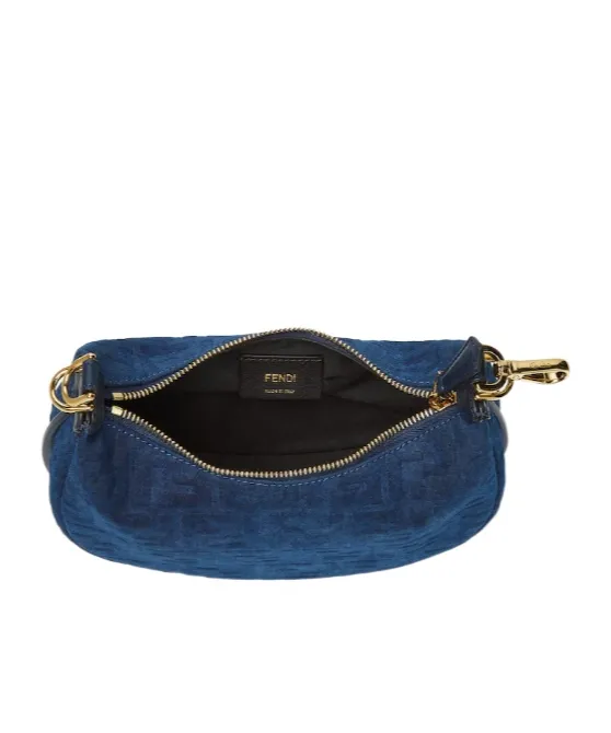 Fendigraphy Mini Blue Ff Denim Flocked Mini-Bag